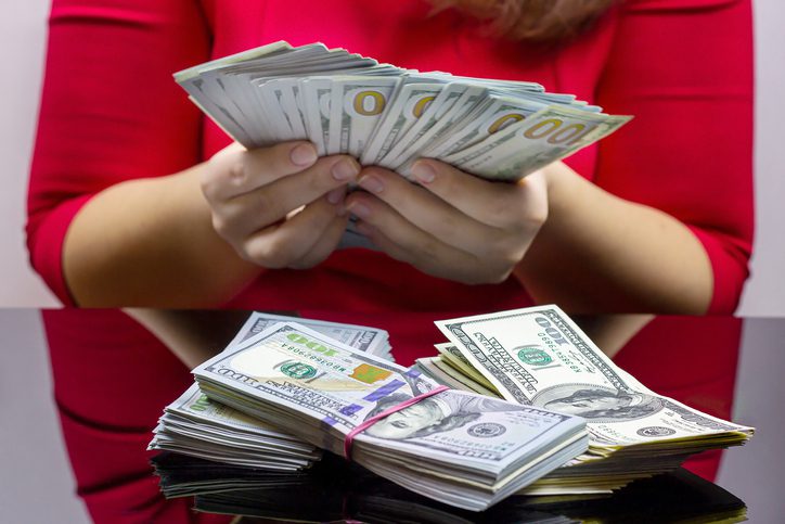 money red dressed woman